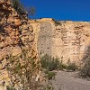 A sink hole filled up on the wall in the back. Um buraco enchido na parede ao fundo. : Big Bend Ranch State Park